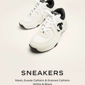 CHANEL Black and White Mesh Sneakers